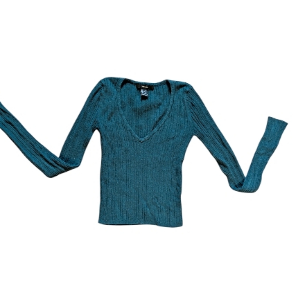 Forever 21 V-Neck Green Sweater Womens Small